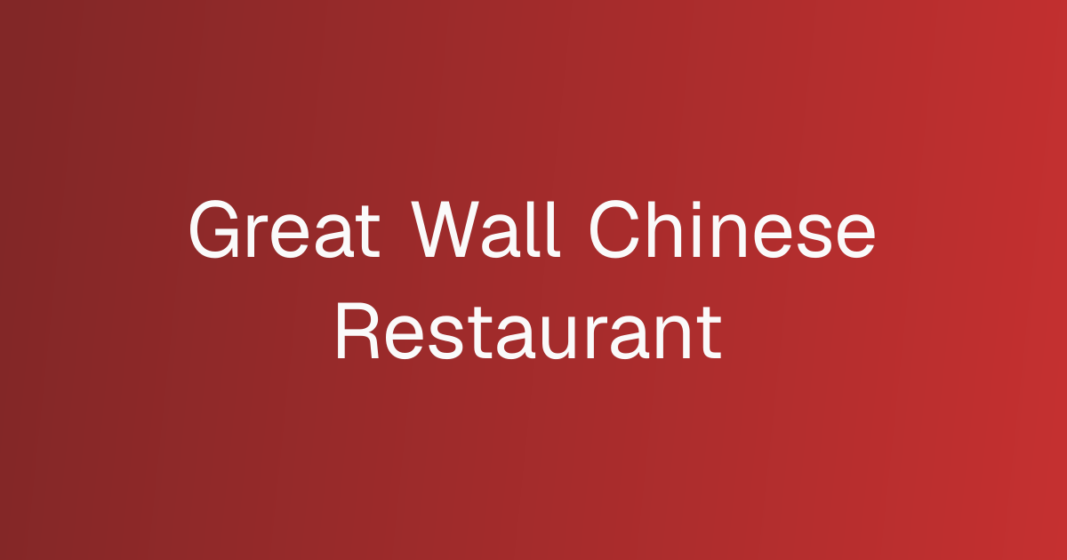 Great Wall Chinese Restaurant cover